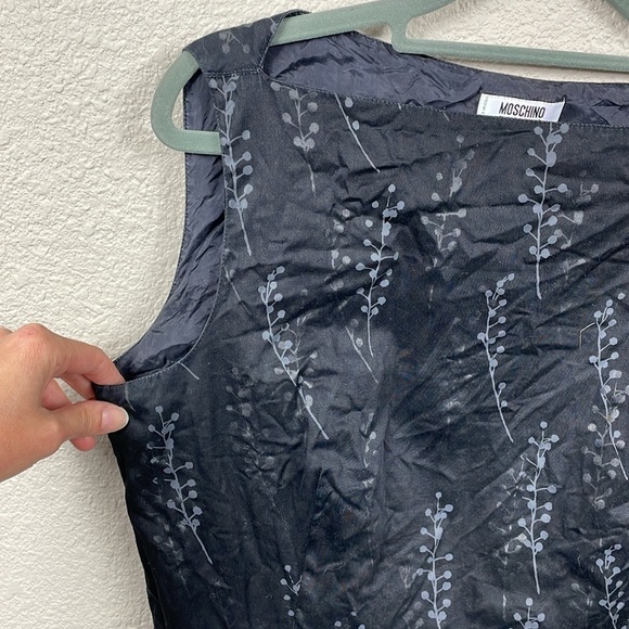 Moschino Cheap and Chic Floral Garden Sleeveless Mini Dress Black Boatneck Sz 12 - Picture 12 of 12